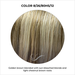 COLOR 8/26/80HS/12-Golden brown blended with sun-bleached blonde and light chestnut brown roots