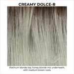 Load image into Gallery viewer, Creamy Dolce-R-Platinum blonde top, honey blonde mix underneath, with medium brown roots
