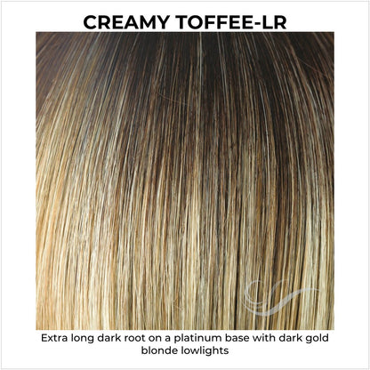 Creamy Toffee-LR-Extra long dark root on a platinum base with dark gold blonde lowlights
