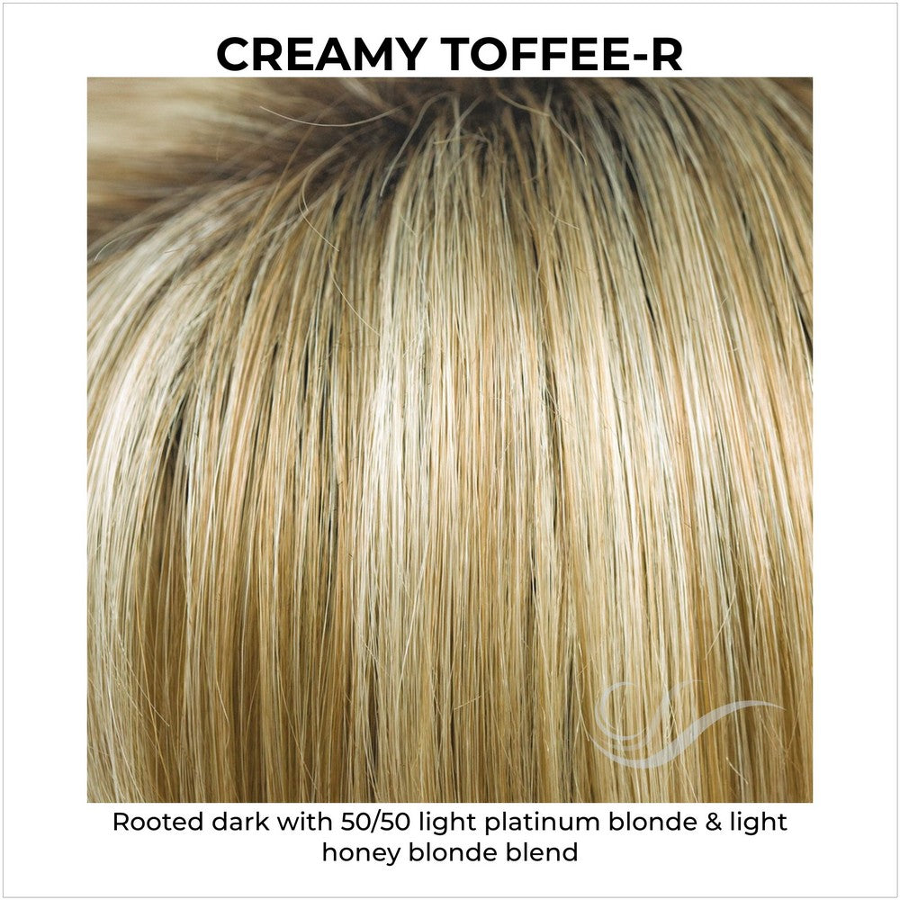 Creamy Toffee-R-Rooted dark with 50/50 light platinum blonde & light honey blonde blend