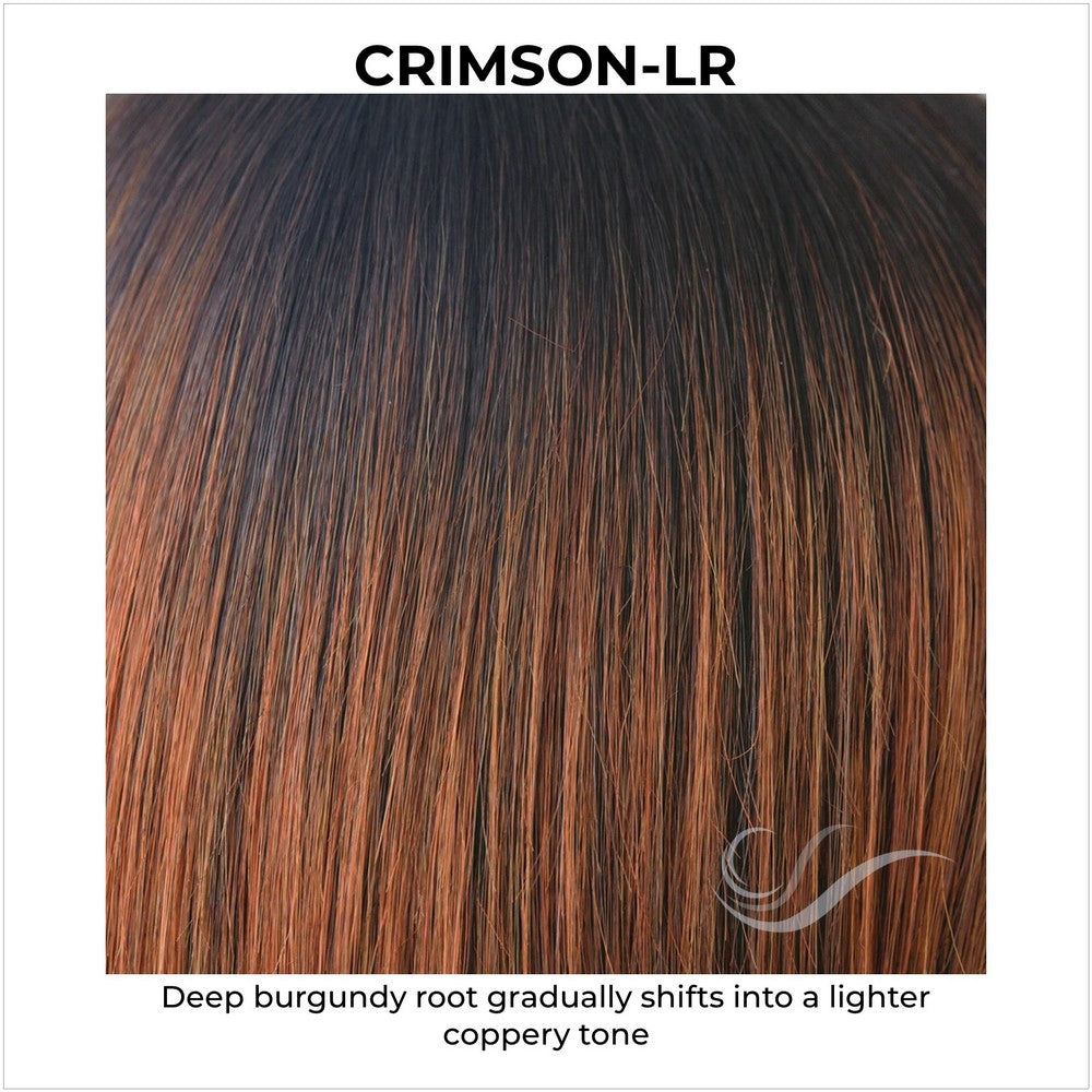 Crimson-LR-Deep burgundy root gradually shifts into a lighter coppery tone