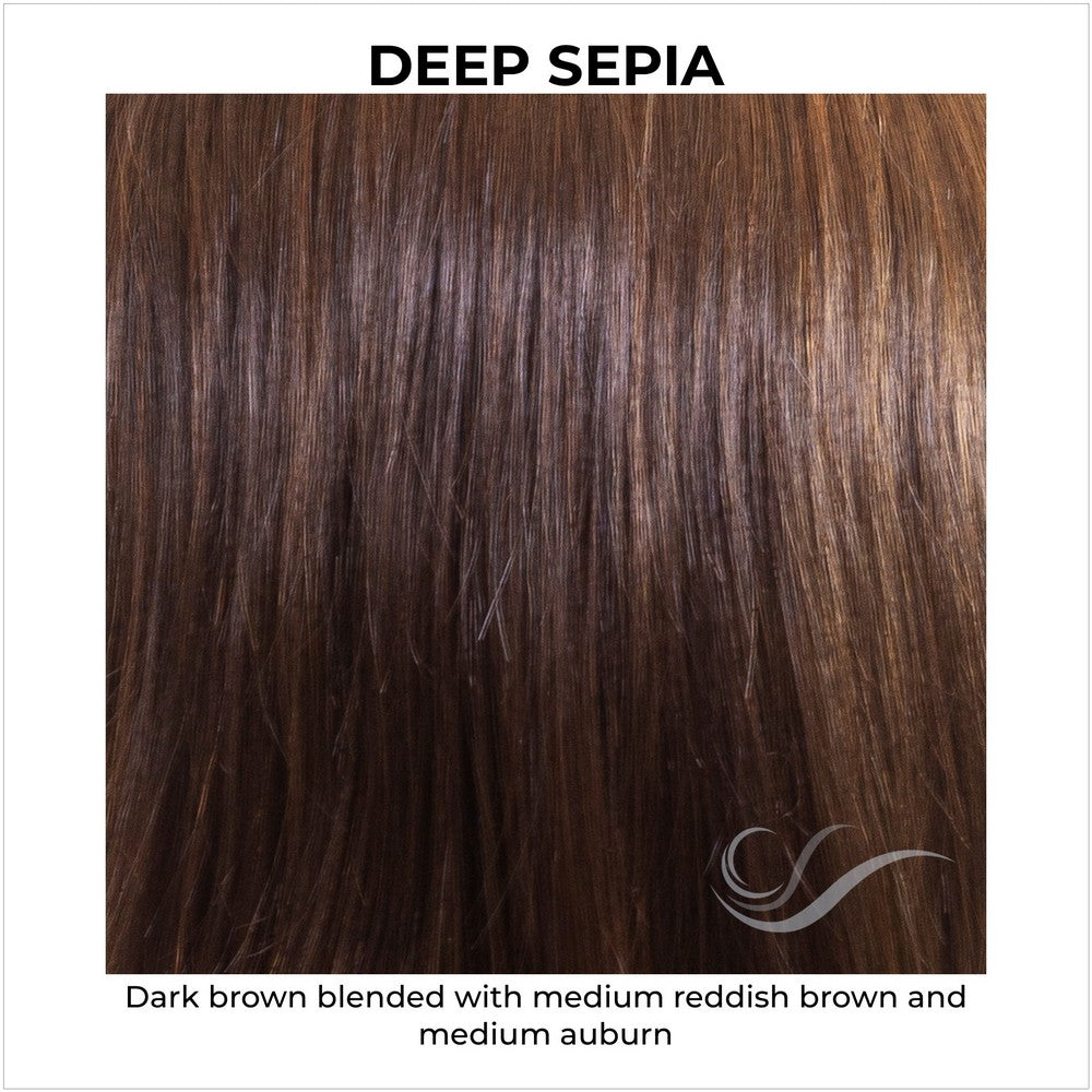 Deep Sepia-Dark brown blended with medium reddish brown and medium auburn