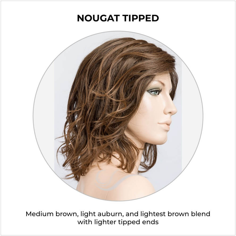 Delight Mono by Ellen Wille in Nougat Tipped-Medium brown, light auburn, and lightest brown blend with lighter tipped ends