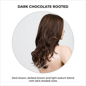 Diva by Ellen Wille in Dark Chocolate Rooted-Dark brown, darkest brown and light auburn blend with dark shaded roots