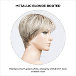 Load image into Gallery viewer, Elan by Ellen Wille in Metallic Blonde Rooted-Pearl platinum, pearl white, and grey blend with dark shaded roots
