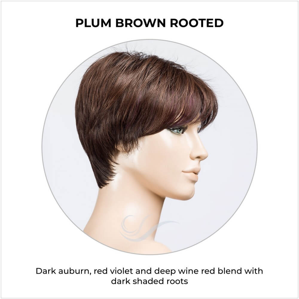 Elan by Ellen Wille in Plum Brown Rooted-Dark auburn, red violet and deep wine red blend with dark shaded roots