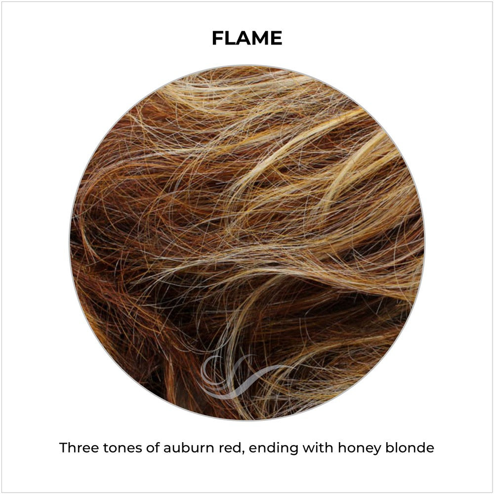 Flame-Three tones of auburn red, ending with honey blonde