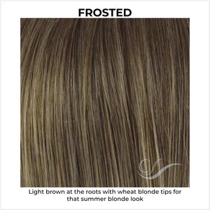 Frosted-Light brown at the roots with wheat blonde tips for that summer blonde look