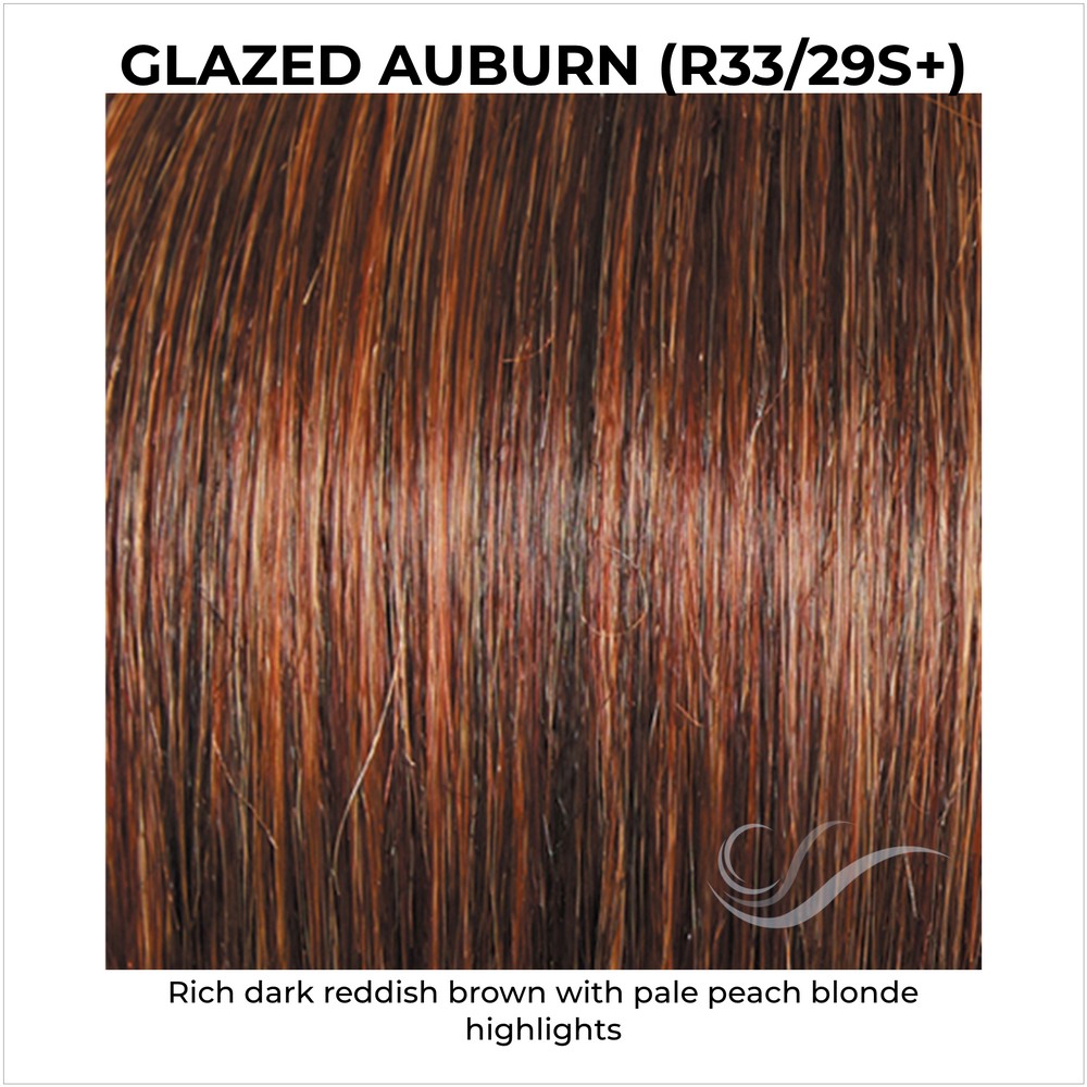 Glazed Auburn (R33/29S+)-Rich dark reddish brown with pale peach blonde highlights