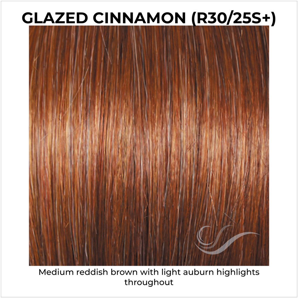 Glazed Cinnamon (R30/25S+)-Medium reddish brown with light auburn highlights throughout