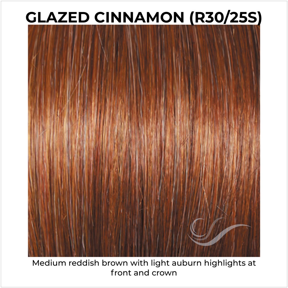 Glazed Cinnamon (R30/25S)-Medium reddish brown with light auburn highlights at front and crown