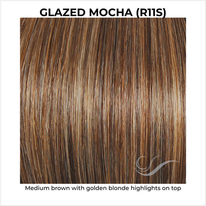 Glazed Mocha (R11S)-Medium brown with golden blonde highlights on top