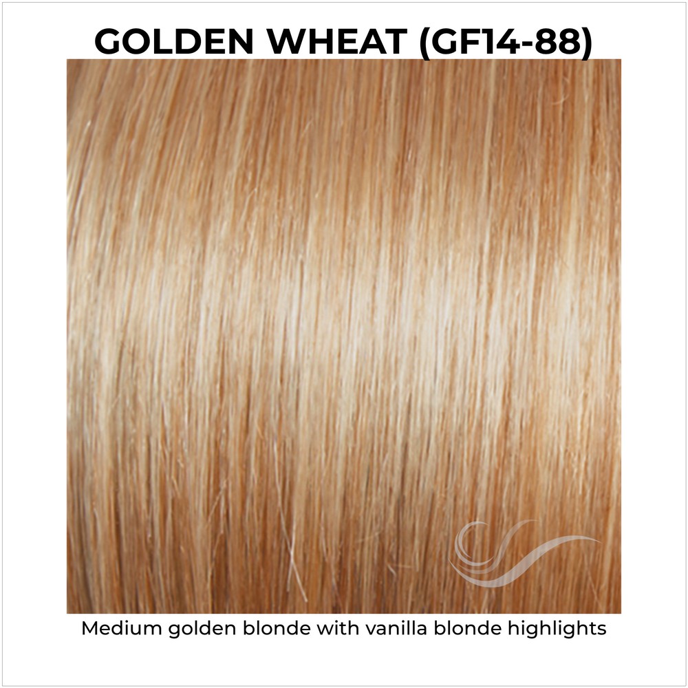 Golden Wheat (GF14-88)-Medium golden blonde with vanilla blonde highlights