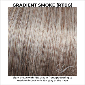 Gradient Smoke (R119G)-Light brown with 75% gray in front graduating to medium brown with 35% gray at the nape