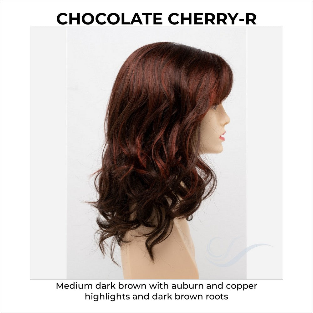Harmony by Envy in Chocolate Cherry-R-Medium dark brown with auburn and copper highlights and dark brown roots