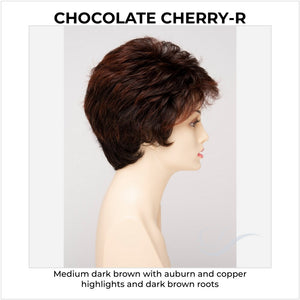 Heather By Envy in Chocolate Cherry-R-Medium dark brown with auburn and copper highlights and dark brown roots