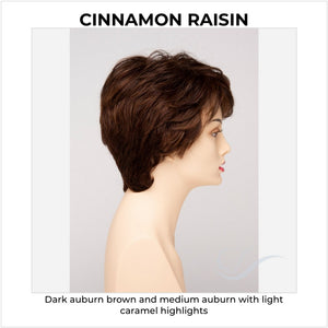 Heather By Envy in Cinnamon Raisin-Dark auburn brown and medium auburn with light caramel highlights