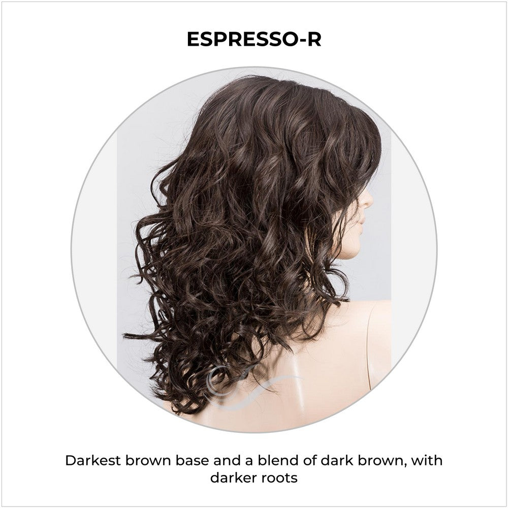 Heaven by Ellen Wille in Espresso-R-Darkest brown base and a blend of dark brown, with darker roots