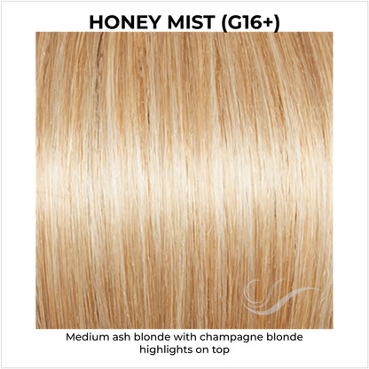 Honey Mist (G16+)-Medium ash blonde with champagne blonde highlights on top