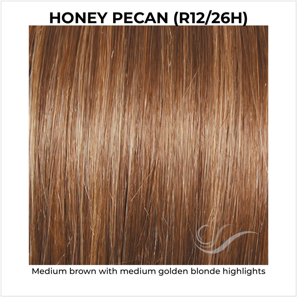 Honey Pecan (R12/26H)-Medium brown with medium golden blonde highlights