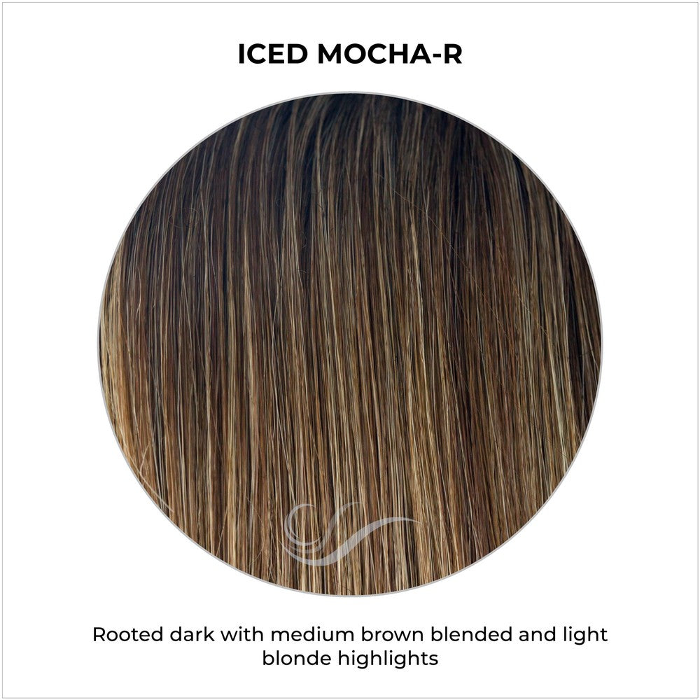 Iced Mocha-R-Rooted dark with medium brown blended and light blonde highlights