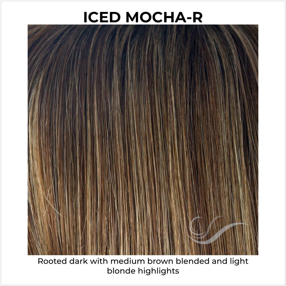 Iced Mocha-R-Rooted dark with medium brown blended and light blonde highlights