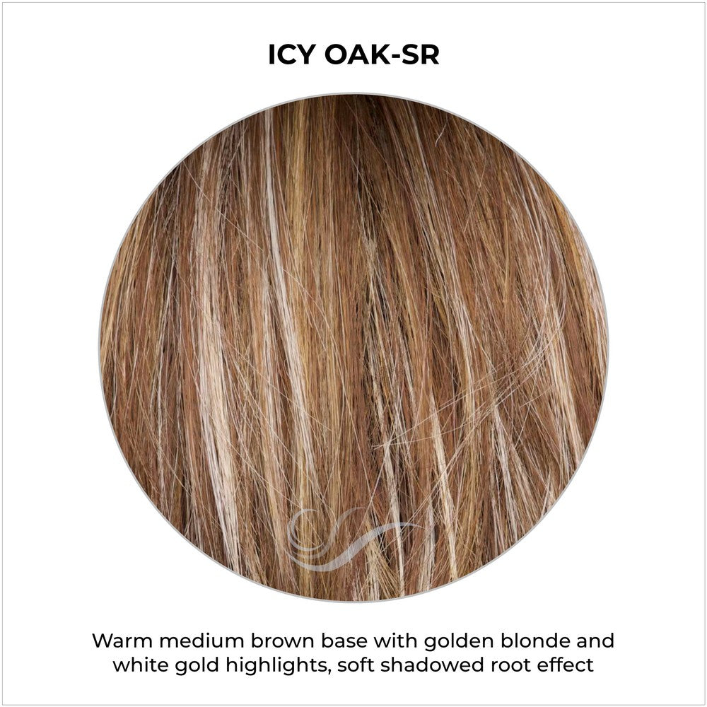 Icy Oak-SR-Warm medium brown base with golden blonde and white gold highlights, soft shadowed root effect