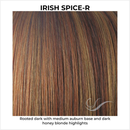 Irish Spice-R-Rooted dark with medium auburn base and dark honey blonde highlights