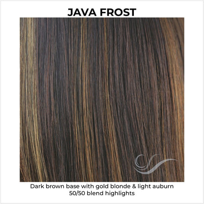Java Frost-Dark brown base with gold blonde & light auburn 50/50 blend highlights