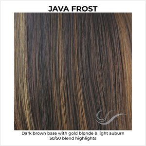 Java Frost-Dark brown base with gold blonde & light auburn 50/50 blend highlights