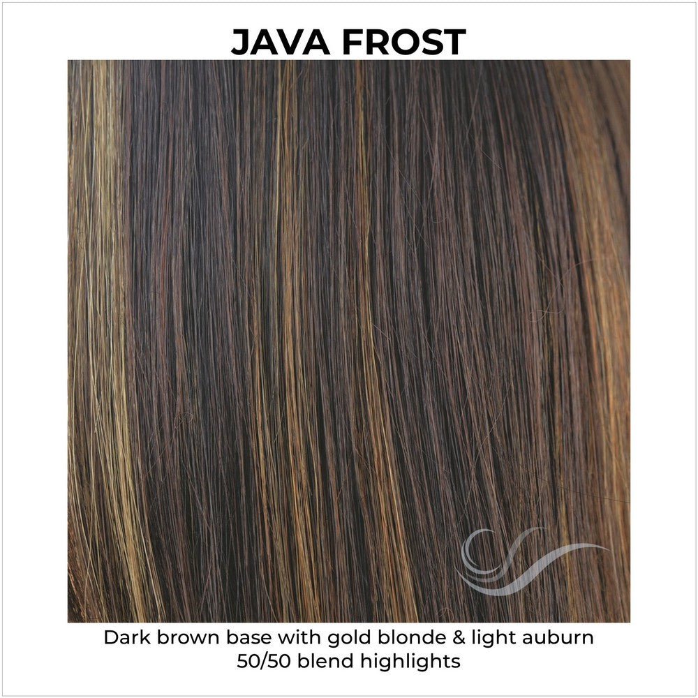 Java Frost-Dark brown base with gold blonde & light auburn 50/50 blend highlights