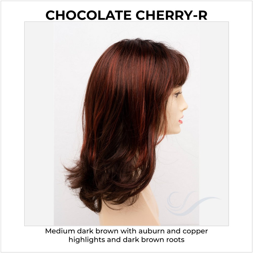 Jolie by Envy in Chocolate Cherry-R-Medium dark brown with auburn and copper highlights and dark brown roots