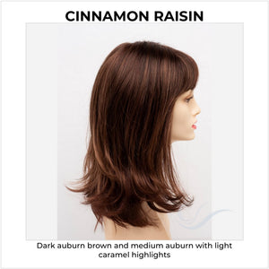 Jolie by Envy in Cinnamon Raisin-Dark auburn brown and medium auburn with light caramel highlights