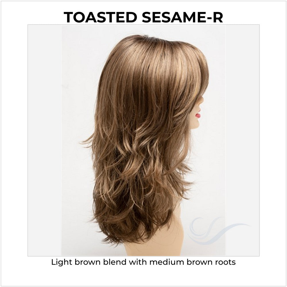 Joy by Envy in Toasted Sesame-R-Light brown blend with medium brown roots