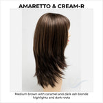 Load image into Gallery viewer, Kate by Envy in Amaretto &amp; Cream-R-Medium brown with caramel and dark ash blonde highlights and dark roots
