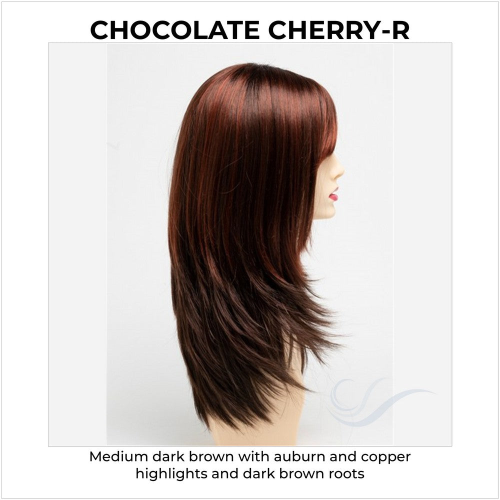 Kate by Envy in Chocolate Cherry-R-Medium dark brown with auburn and copper highlights and dark brown roots