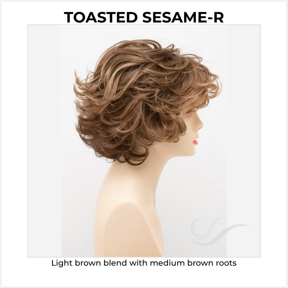 Kylie By Envy in Toasted Sesame-R-Light brown blend with medium brown roots