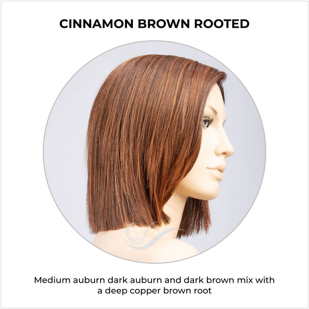 Lia II by Ellen Wille in Cinnamon Brown Rooted-Medium auburn dark auburn and dark brown mix with a deep copper brown root