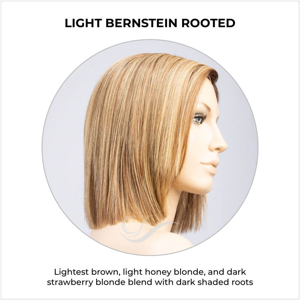 Lia II by Ellen Wille in Light Bernstein Rooted-Lightest brown, light honey blonde, and dark strawberry blonde blend with dark shaded roots