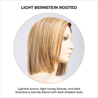 Lia II by Ellen Wille in Light Bernstein Rooted-Lightest brown, light honey blonde, and dark strawberry blonde blend with dark shaded roots