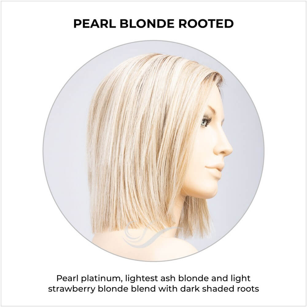 Lia II by Ellen Wille in Pearl Blonde Rooted-Pearl platinum, lightest ash blonde and light strawberry blonde blend with dark shaded roots