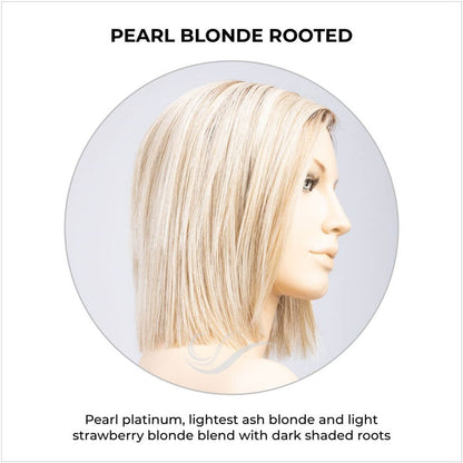 Lia II by Ellen Wille in Pearl Blonde Rooted-Pearl platinum, lightest ash blonde and light strawberry blonde blend with dark shaded roots