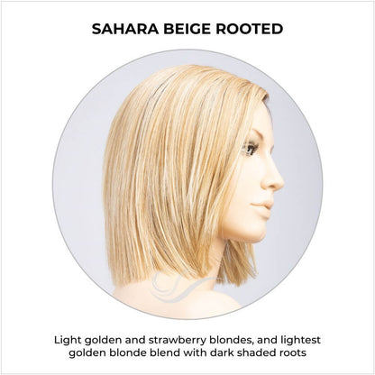 Lia II by Ellen Wille in Sahara Beige Rooted-Light golden and strawberry blondes, and lightest golden blonde blend with dark shaded roots