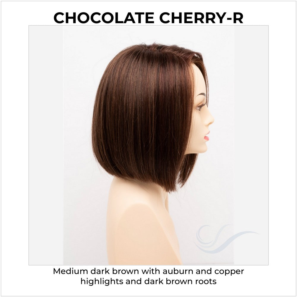 London by Envy in Chocolate Cherry-R-Medium dark brown with auburn and copper highlights and dark brown roots