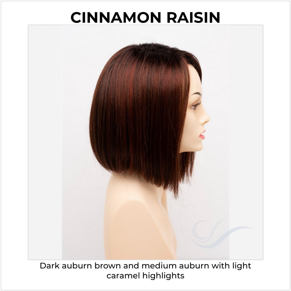 London by Envy in Cinnamon Raisin-Dark auburn brown and medium auburn with light caramel highlights