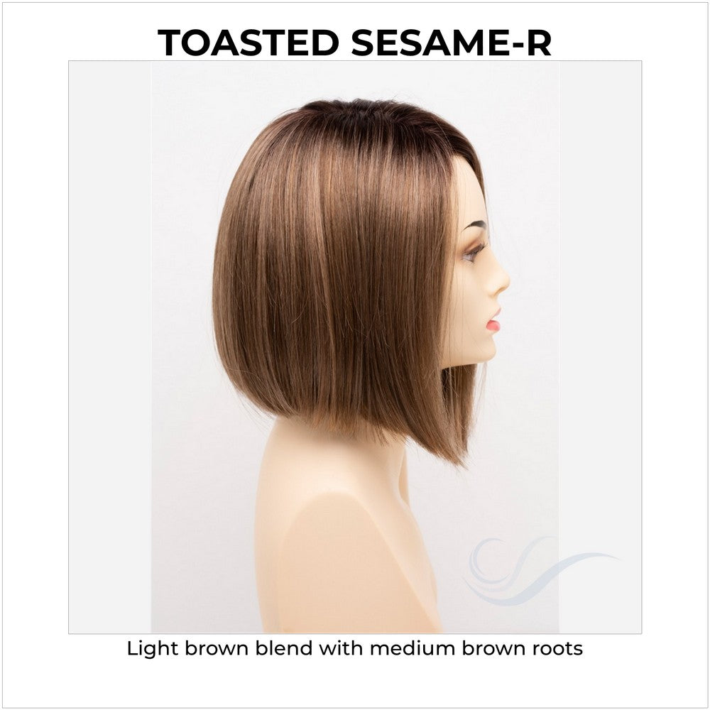 London by Envy in Toasted Sesame-R-Light brown blend with medium brown roots