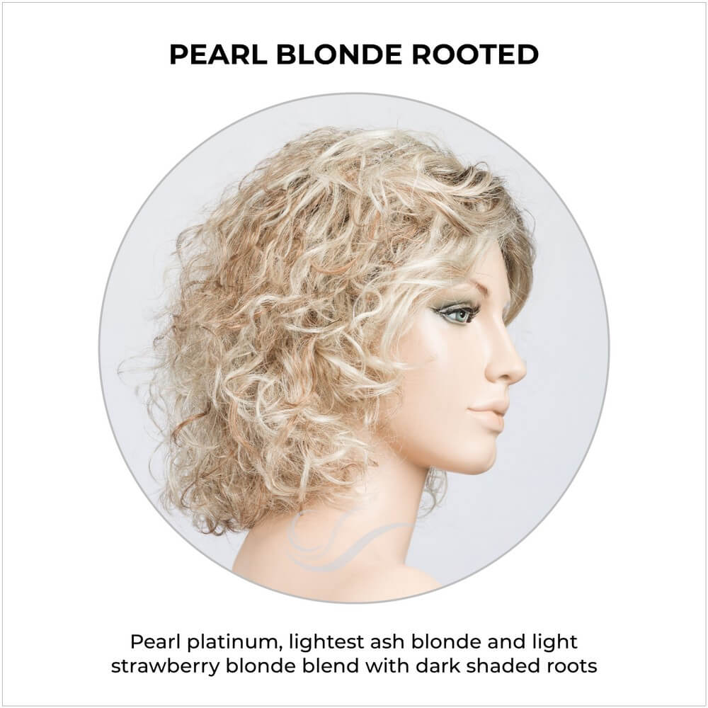 Loop by Ellen Wille in Pearl Blonde Rooted-Pearl platinum, lightest ash blonde and light strawberry blonde blend with dark shaded roots