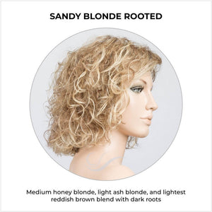 Loop by Ellen Wille in Sandy Blonde Rooted-Medium honey blonde, light ash blonde, and lightest reddish brown blend with dark roots