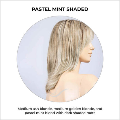 Luna by Ellen Wille in Pastel Mint Shaded-Medium ash blonde, medium golden blonde, and pastel mint blend with dark shaded roots