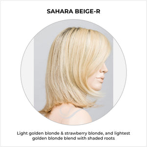 Melody by Ellen Wille in Sahara Beige-R-Light golden blonde & strawberry blonde, and lightest golden blonde blend with shaded roots